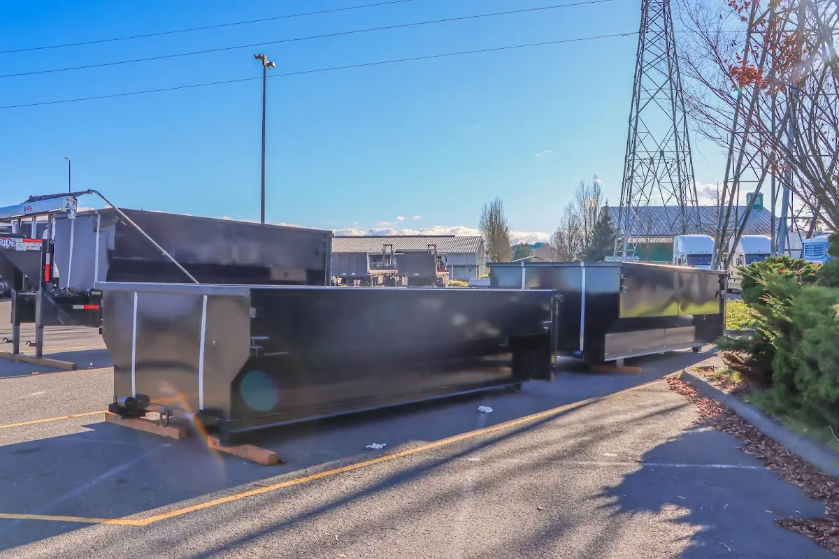 Roll-off dumpster ready for waste disposal at job site for Roll Off Dumpster Rental in Solon
